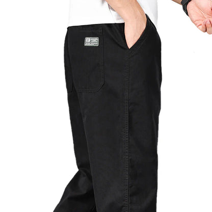 Big Size Mens Casual Pants Relaxed Fit Cotton Trousers Elastic Waist Drawstring Sweatpants Mens Jogger Pants Summer Spring