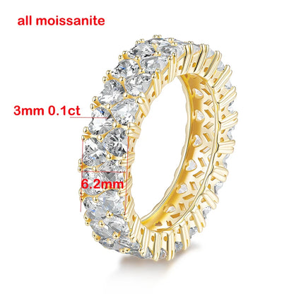 3mm Heart Cut Full Moissanite Rings for Women Stackable Ring Eternity Band S925 Sterling Silver 18k Plated Jewelry Gifts