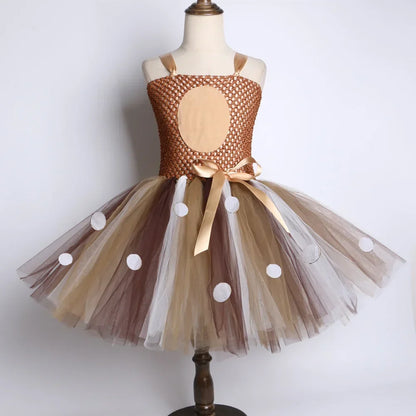 Deer Costume for Girls Christmas Tutu Dress Girls Fancy Elk Reindeer Dress Up Clothes Kids Halloween Birthday Party Costumes
