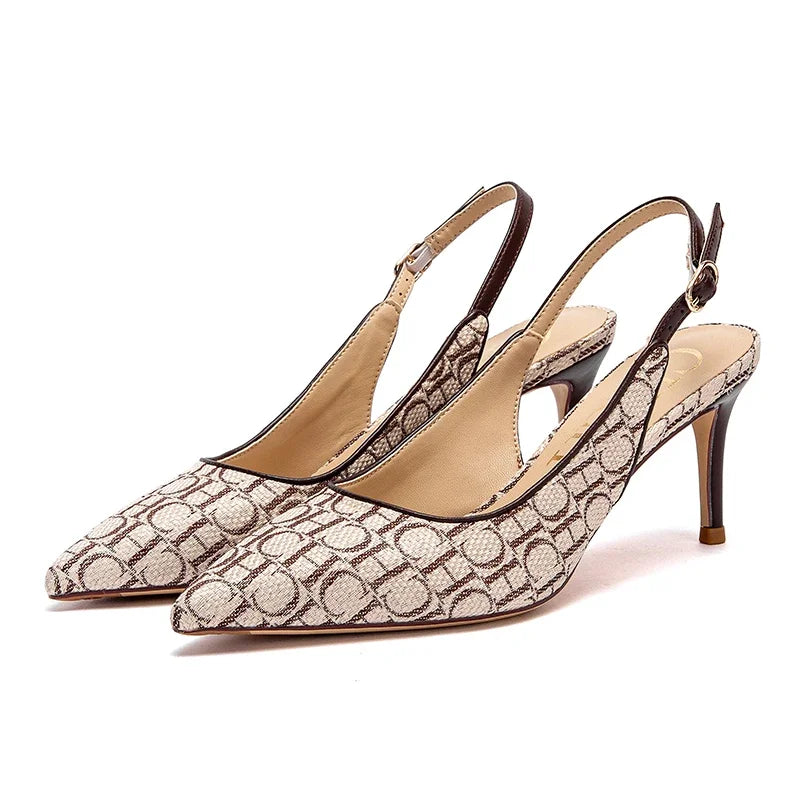 2024 Heels Women's 7cm High Heels Ankle Strap Heeled Sandals Wedding Party Dress Shoes