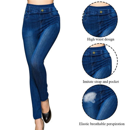 Women Plus Size Pencil High Waist Denim Pants