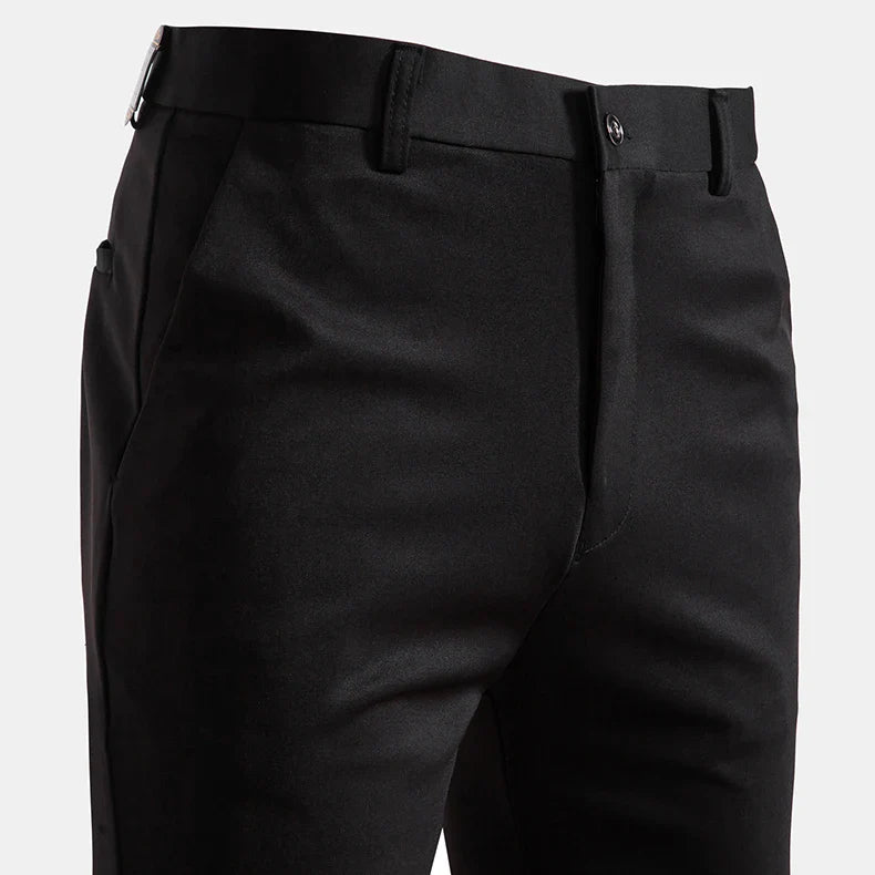 Spring Summer Men's Elastic Casual Pants Wearable Business Suit Pants Full Length Homme Khaki Trousers Stretchy Straight Leg