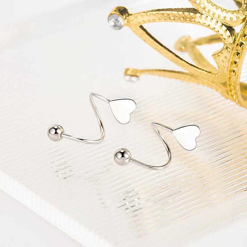 Genuine 925 Sterling Silver Fashion Jewelry New Spiral Heart Star Stud Earrings For Women XY0247