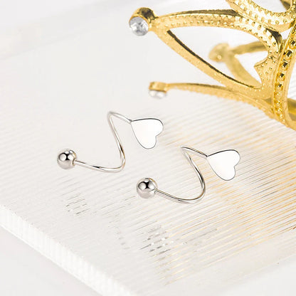 Genuine 925 Sterling Silver Fashion Jewelry New Spiral Heart Star Stud Earrings For Women XY0247