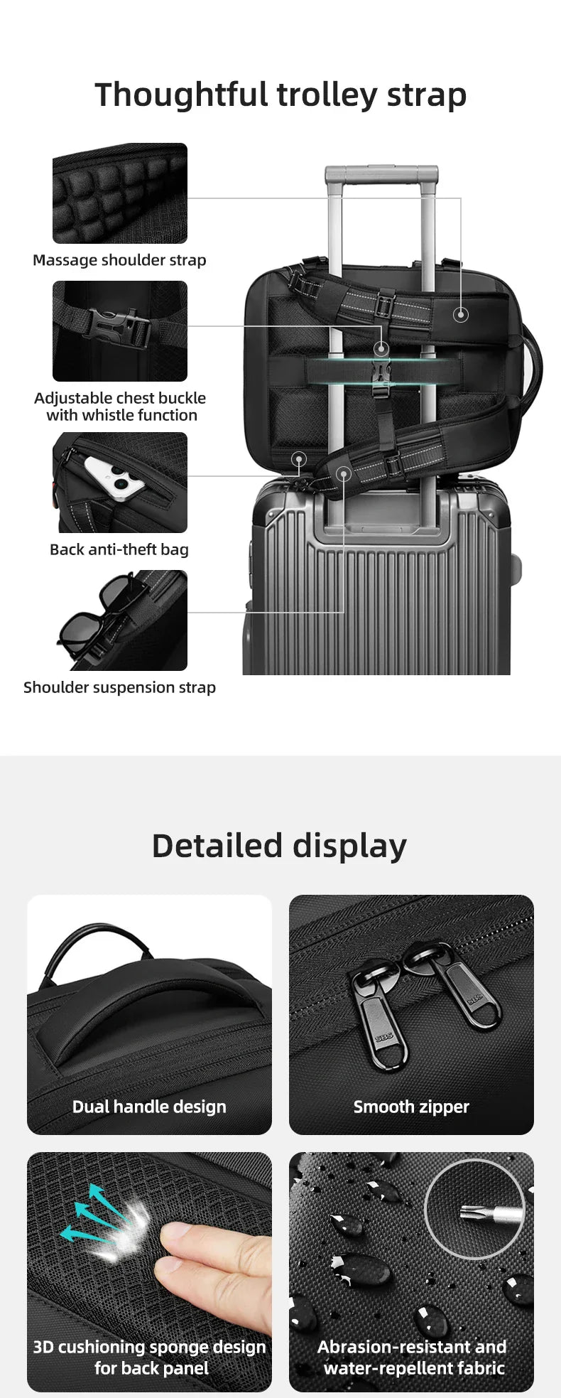 Travel casual Backpack 16 inch vacuum compression Laptop Backpack USB charging school Backpack Extended Hiking Business backpack