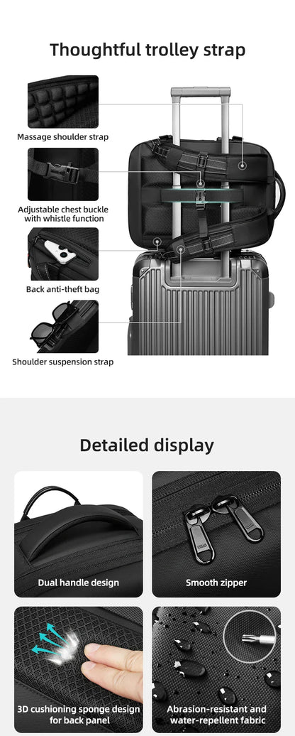 Travel casual Backpack 16 inch vacuum compression Laptop Backpack USB charging school Backpack Extended Hiking Business backpack