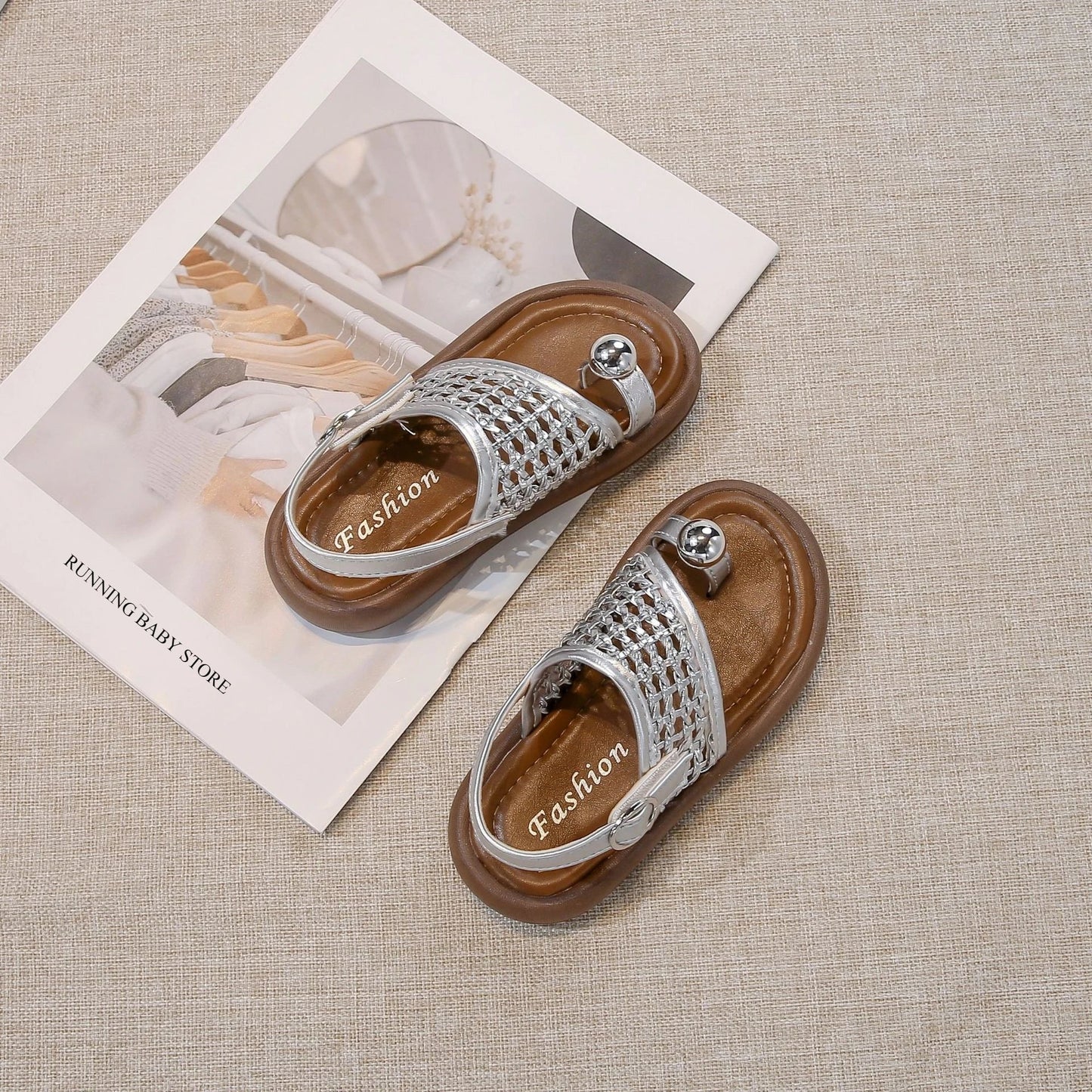 Children's Shoes Girls Flip-flops 2025 Brand Summer Sandals for Kids Fashion Braided Beach Shoes Princess Flat Slingbacks I05281