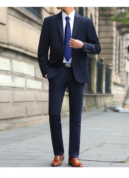 Men's M-10XL Spring New Wedding Fashion Handsome Suit Business Cargo Trousers plus Size Two Sets Fat Friendly Clothing
