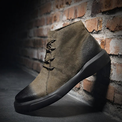 Men's Chelsea Cotton Boots Winter Men's Genuine Leather Shoes High Top Men Plush Sapato Social Masculino Zapatos Para Hombres