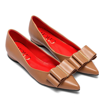 2025 Women's Flat Shoes New Black Pointed Bow Business Shoes Comfortable Commuting Women Shoes