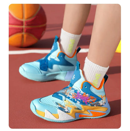 Kids Basketball Shoes Tactical Boots Ankle Support Sneakers Breathable Boys Girls Sports Shoes Shock-absorbing Athletic Shoes