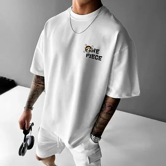 One Piece Japanese Anime Men's  T-Shirt Boy Children's  Cotton Y2K Harahiko Trend Hip Hop Boys and Girls  Short Sleeves