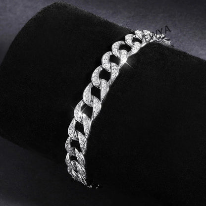Full 1.2mm D Color Moissanite Cuban Link Bracelet For Men Women Unisex S925 Silver Pass Diamond Test 8mm Wrist Bracelets
