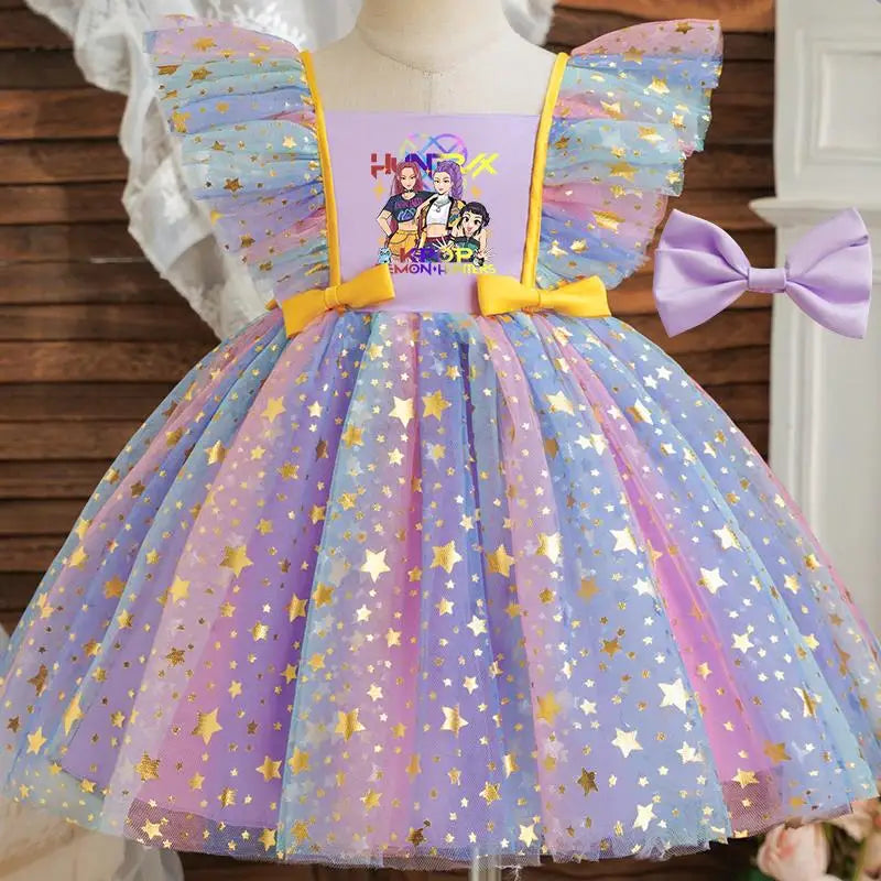 Baby Prinsess Dress Girls Birthday Party Dresses Kids Children Sleeveless Tulle Tutu Clothings 1-5Y