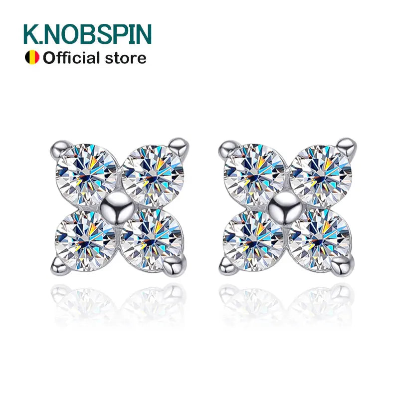 D VVS1 Round Moissanite Stud Earrings for Women Man 4 Stones Classic s925 Sterling Silver Earring with GRA Gift Jewelry