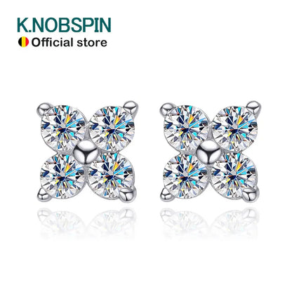 D VVS1 Round Moissanite Stud Earrings for Women Man 4 Stones Classic s925 Sterling Silver Earring with GRA Gift Jewelry