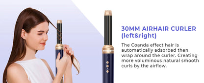 7 In 1 Hair Dryer Brush Brushless High Speed Hair Dryer with Diffuser Ionic Blow Dryer Hot Air Styling Comb Auto Hair Curler
