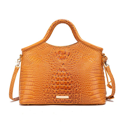 crocodile pattern colorful solid color high-end retro women's handbag