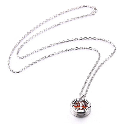 New Tree Of Life Aromatherapy Necklace Stainless Steel Essential Oil Diffuser Amulet Perfume Locket Pendant Women Jewelry Gift