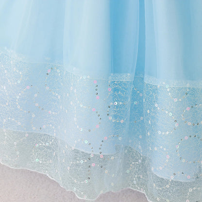 Summer Flower Bridesmaids Party Girls Dress Elegant Sequin Tulle Wedding Princess Prom Dresses for Girl Birthday Evening Costume