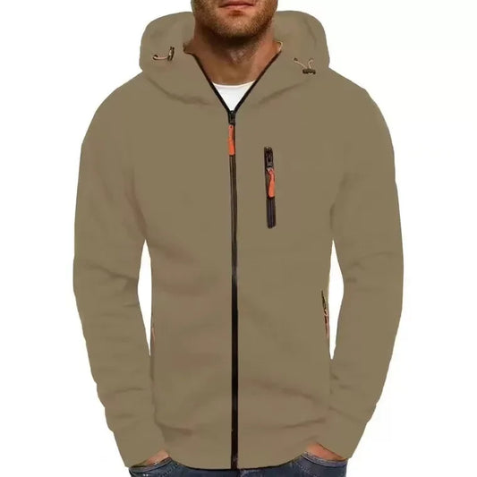 CasualHooded Jacket Fleece-Lined Autumn Crossbody Sweatshirt Fashionable Long Sleeve Zipper-Up Running Jacket For Leisure
