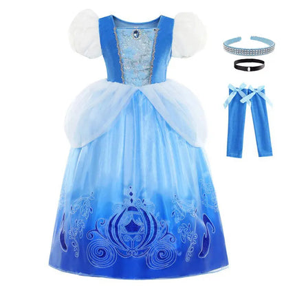Cendrillon Inpired Princess Ball Gown Costume Play Purim Festival Dress Fairy Tale The Glass Slipper Role Play Apparel 3-10Yrs