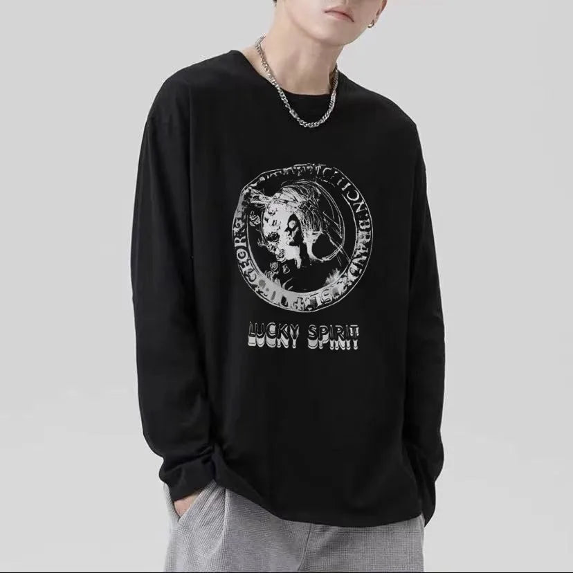 Man Oversized Tshirt Summer Men clothing Unisex Long sleeve tee Streetwear Harajuku Goth Punk Tops Dark Y2k Loose Anime T-Shirts