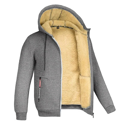 Men's Heavyweight Sherpa Fleece Lined Jackets Coats Windproof Zip Up Hoodie Winter Warm Hooded Sweatshirt Outerwear Outfits Tops