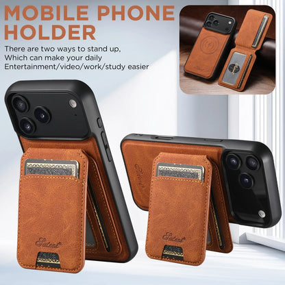 Wireless Charging Phone Case Magnet Card Holder Stand Faux Leather For iPhone 17 Pro Max 16 Plus 15 14 13 12