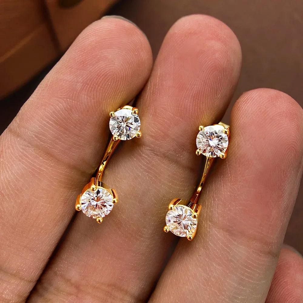 2 Stone Pear Cut Moissanite Stud Earrings for Women S925 Silver 2cttw All Lab Diamond Earring Pierced Ear Fine Jewelry Gift