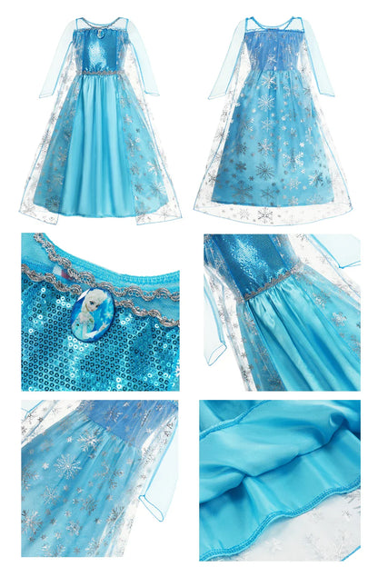 Meninas Rainha da Neve Fantasias Infantis Meninas Festa de Carnaval Baile Vestido Elsa Roupas Infantis Fantasia de Princesa Vestido de Aniversário