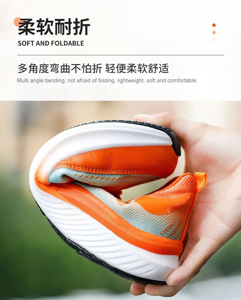 Soft-soled non-slip safety shoes four seasons models men's anti-smash anti-puncture steel head safety shoes new models