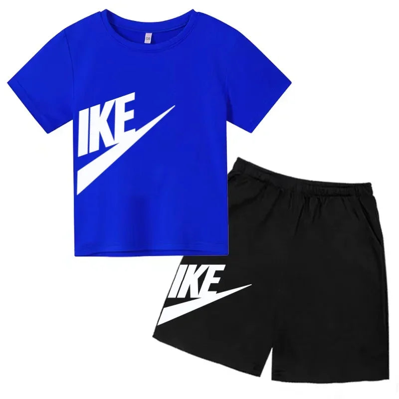 Kids Summer Short Sleeve T-shirt Shorts 2Pcs Set Boy Girl Casual Sport Jogging Suit Toddler 3-12Y