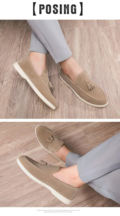 Unisex Lightweight Flat Bottom Tassel Casual Shoes Fashionable Versatile Large Size Men's Shoes Business Casual Slip-On Loafers