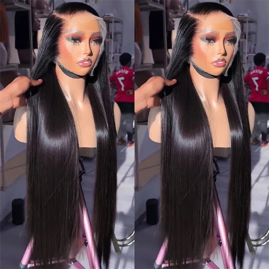 250 density Lace Front Human Hair Wigs Brazilian Hd Transparent Straight 30 40 Inch 13x6 Lace Front wig 360 Wigs For Women 4x4