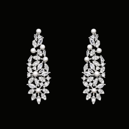 High Quality Zirconia Pearls 4pcs Jewellery Necklace Set Prom Wedding Jewelry Set Bridal Party Accessories