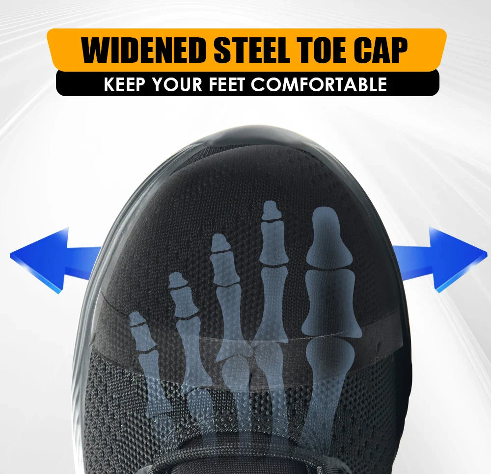 Safety Shoes Men With Steel Toe Cap Anti-smash Men Work Shoes Sneakers Light Puncture-Proof Indestructible Shoes Dropshipping