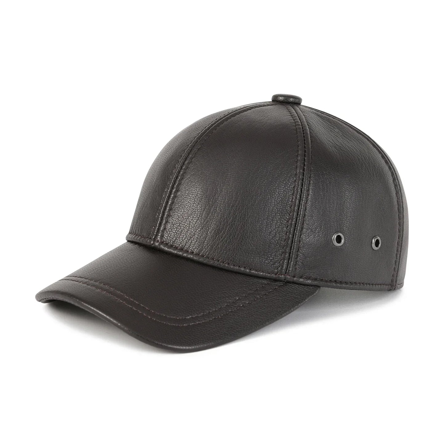 Genuine Leather Unisex Baseball Cap 100% Leather Winter Structured Flat Adjustable Back Strap Hat