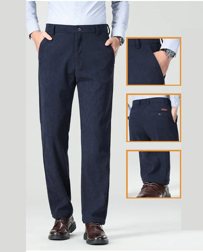 New Mens Corduroy Pants Classic Business Casual Pants Straight Leg Regular Fit Dress Pants Commuting Suit Pants