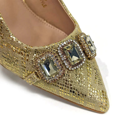 Rhinestone Pointed-Toe High Heels Shoes and Bags Set for Women Wedding and Party Elegant Luxury Fashion in Wine Color