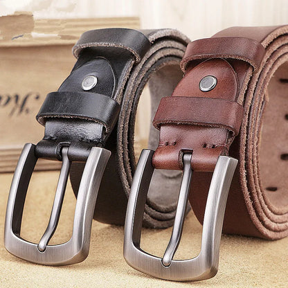 Natural cowhide belt for men's hard metal buckle soft original cowhide mens leather belt unique texture real leather jeans belt