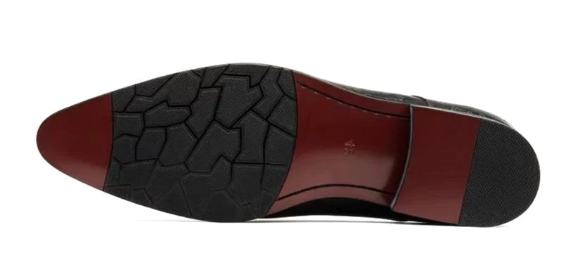 Stylish Letter-printed Men's Business Leather Shoes Korea Style Wedding Derby Shoes Lace-up Pointed Toe Dress Shoes Man Wine-red