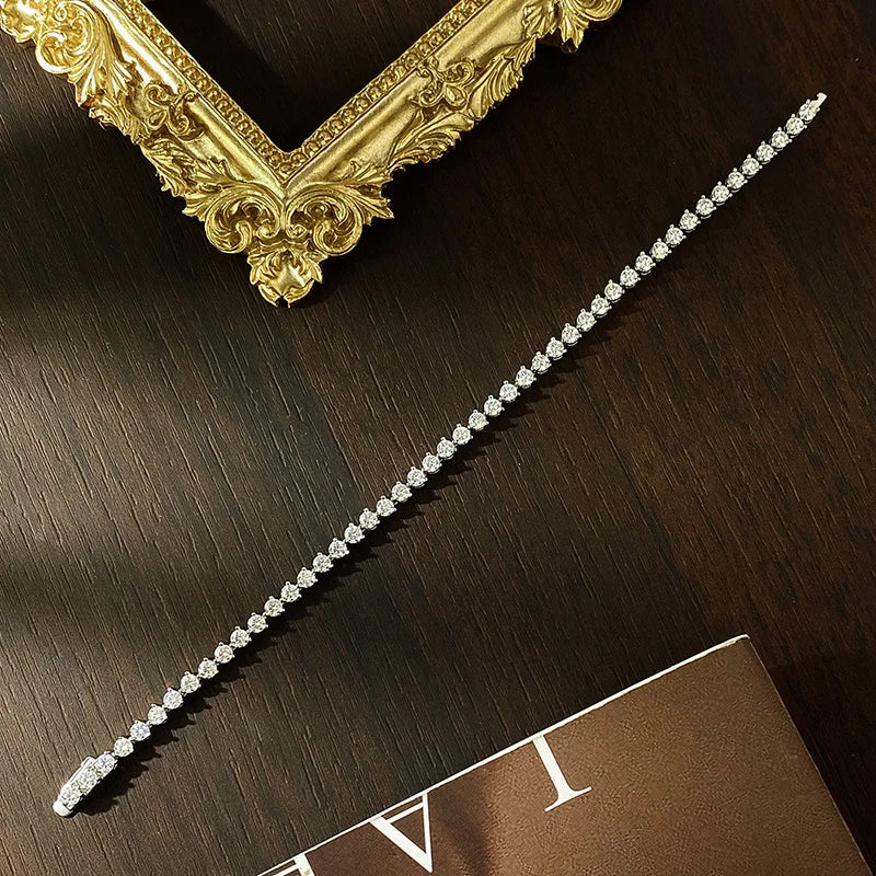 3 Claw Moissanite Tennis Bracelet 3mm GRA Certified Diamond Bracelet Chain s925 Sterling Silver Bracelets for Women Man