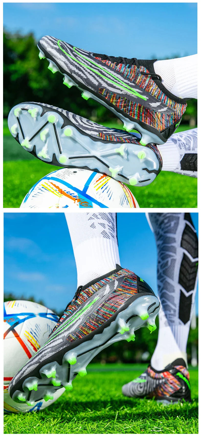 Men Training Football Boots Non-Slip Soccer Shoes Outdoor Cleats Futsal Breathable Sneakers Unisex Comfortable FG/TF Ultralight