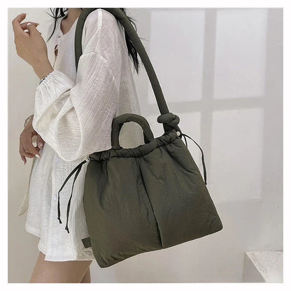 Women's Casual Single-shoulder Bag Large Capacity Nylon Backpack Women's Down Cotton Winter Tote Bag Portable Makeup Handbag