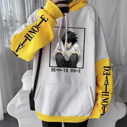 Anime Death Note L Lawliet Kawaii Cartoon Printed Hoodies Horror Manga Streetwear Long Sleeve Harajuku Men Winter Sweatshirts