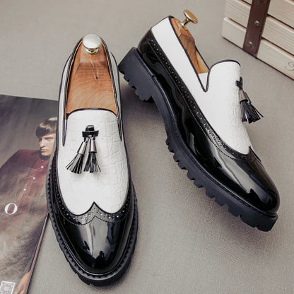 High Quality Casual Business Leather Shoes Men Formal Men's Dress Shoes Classic Tassels Retro Office Social Leather Loafers Male