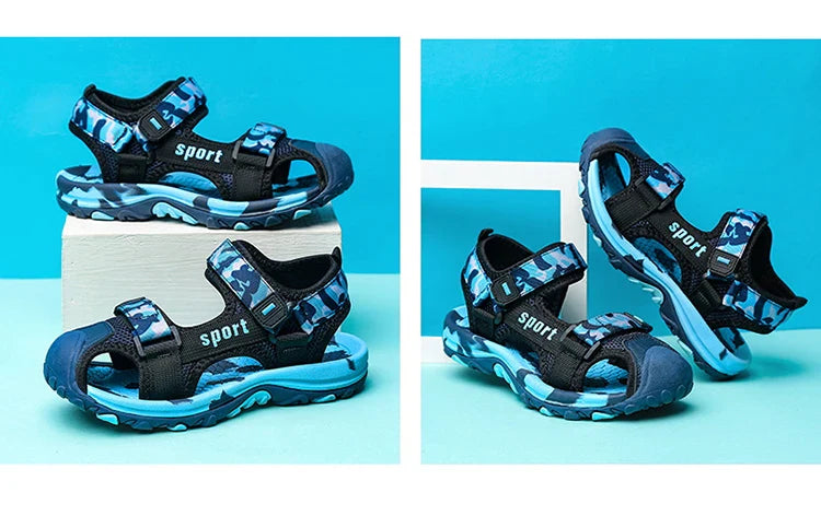 Children's Summer New Sandals Boys Fashion Camouflage Mountaineering Anti slip Sandals Outdoor Leisure Sports Slippers 28-40