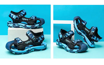 Children's Summer New Sandals Boys Fashion Camouflage Mountaineering Anti slip Sandals Outdoor Leisure Sports Slippers 28-40