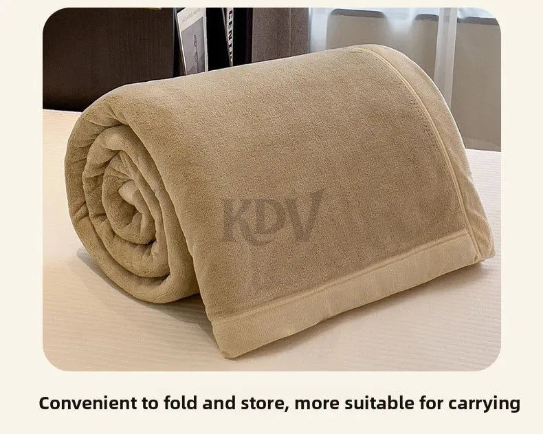 Double Layer Solid Color Milk Velvet Blanket Autumn Winter Thicken Warm Plush Blanket for Bed Sofa Single Double Thick Bed Sheet